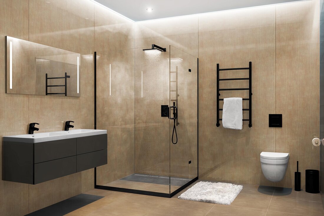 Badezimmer in Beige-Tönen