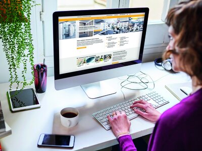 Hard at work on her computer