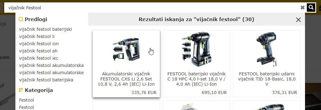 Z izboljšano funkcijo iskanja, se vam pregledno prikažejo ustrezni rezultati. © SCH