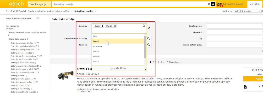 Pri posebnem iskanju lahko v bodoče vnesete tudi več iskalnih nizov hkrati (na primer imena znamk).