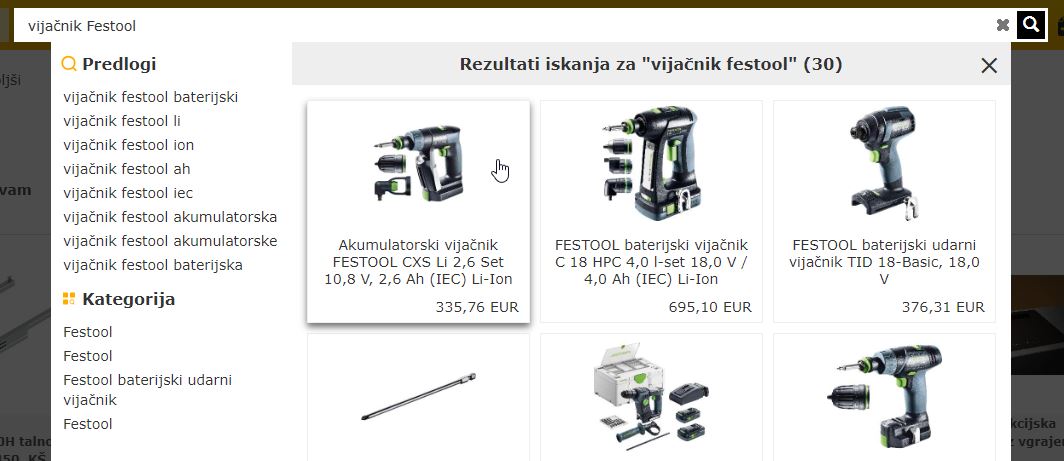 Z izboljšano funkcijo iskanja, se vam pregledno prikažejo ustrezni rezultati. © SCH